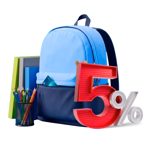 Готовимся к школе выгодно - получите 5% кешбэка